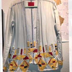 Beautiful jean embroidered cardigan/jacket